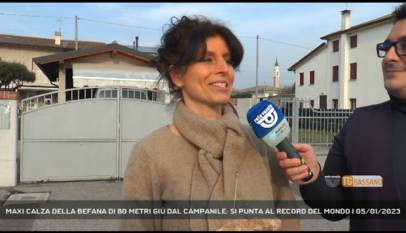 LORIA | MAXI CALZA DELLA BEFANA DI 80 METRI GIÚ DAL CAMPANILE: SI PUNTA AL RECORD DEL MONDO